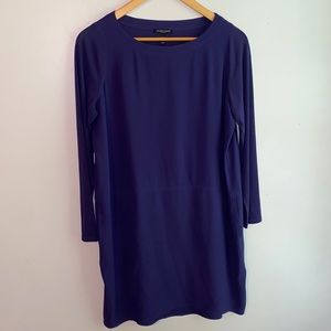 Eileen Fisher purple silk drop waist shift dress